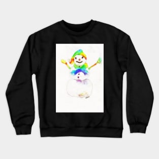 Snowman with Rainbow Scarf and Hat Crewneck Sweatshirt